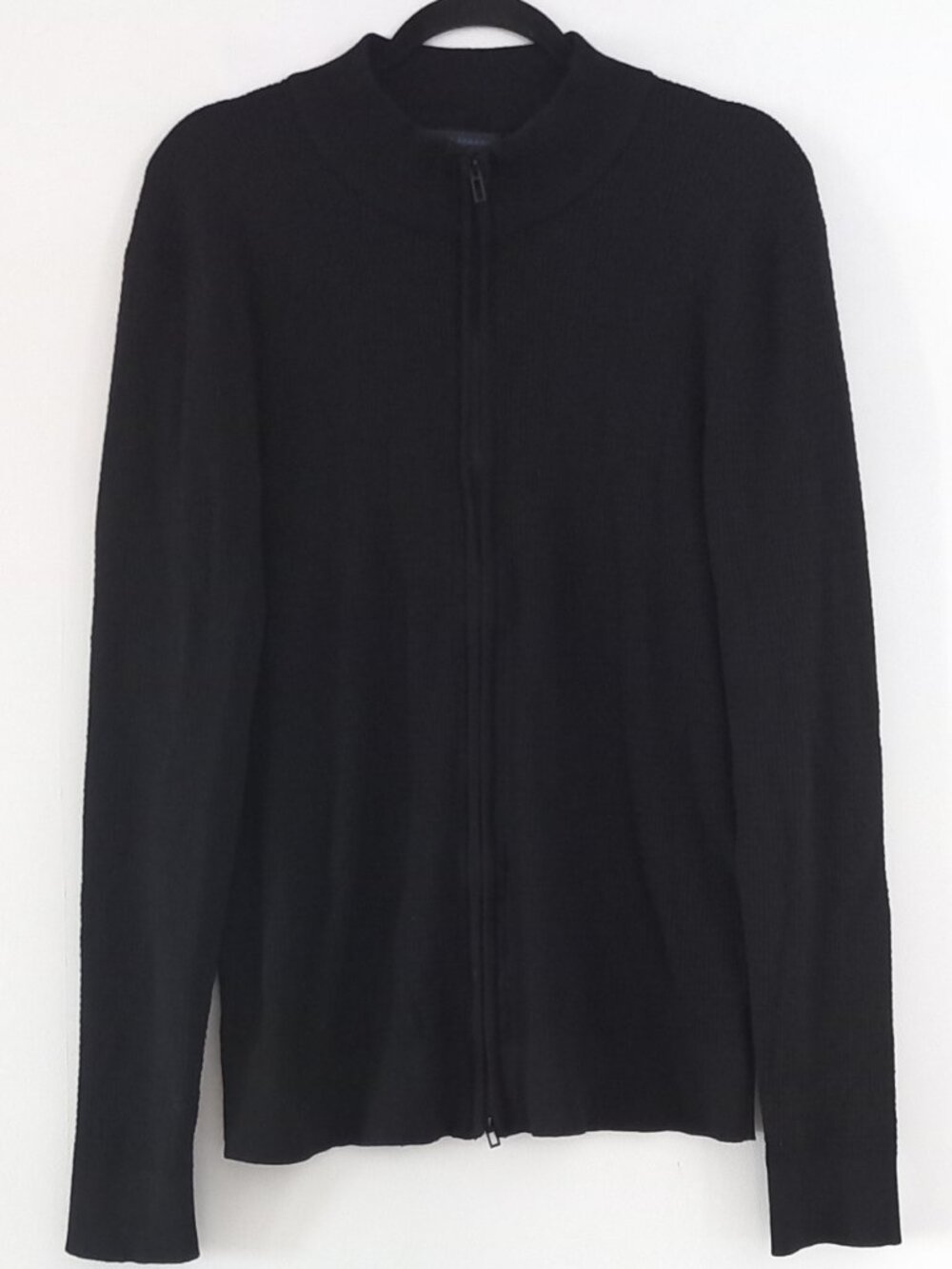 PATRICK ASSARAF black merino wool zipper cardigan